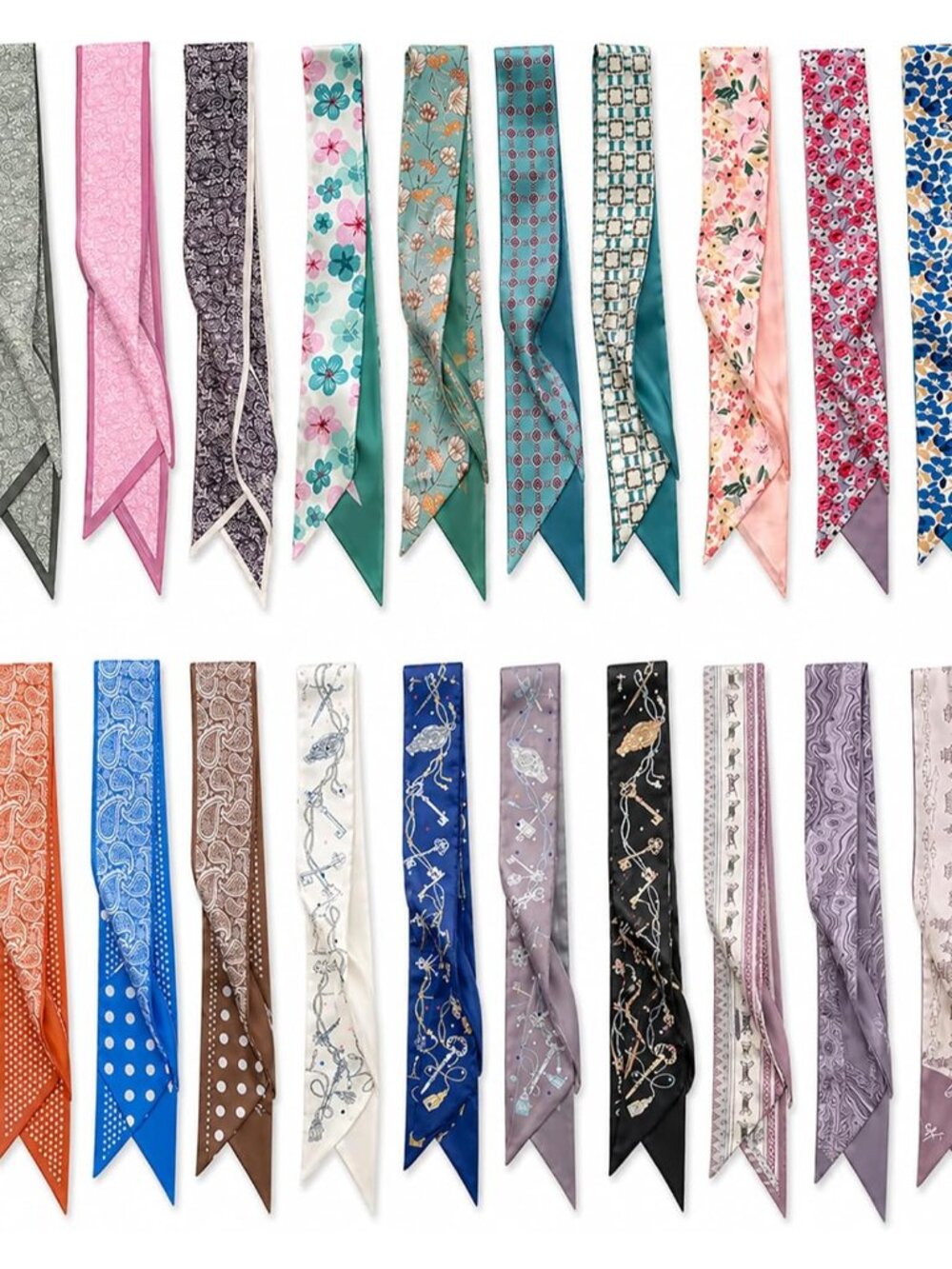 24PCS Fashion Scarves for Women Multifunctional Neck Scarves Purse Scarf Headban